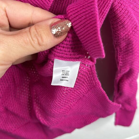 ANA Pink Fuchsia Scoop Neck Long Sleeve Knit Sweater Sweatshirt Top Size Small - Picture 8 of 13